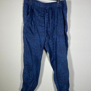 Orvis Women's Pants Joggers Tropical Leaf Pull on Lyocell Vacation Beach XL!